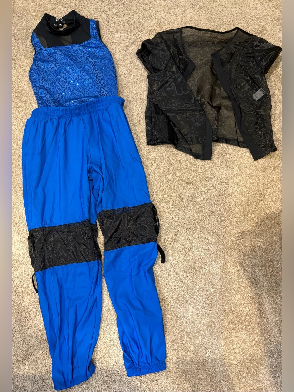 Weissman Blue and Black Track Pants & Mesh Jacket Set